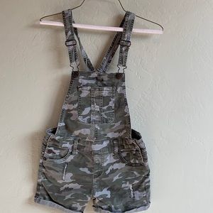 Justice camouflage short overalls sz 14